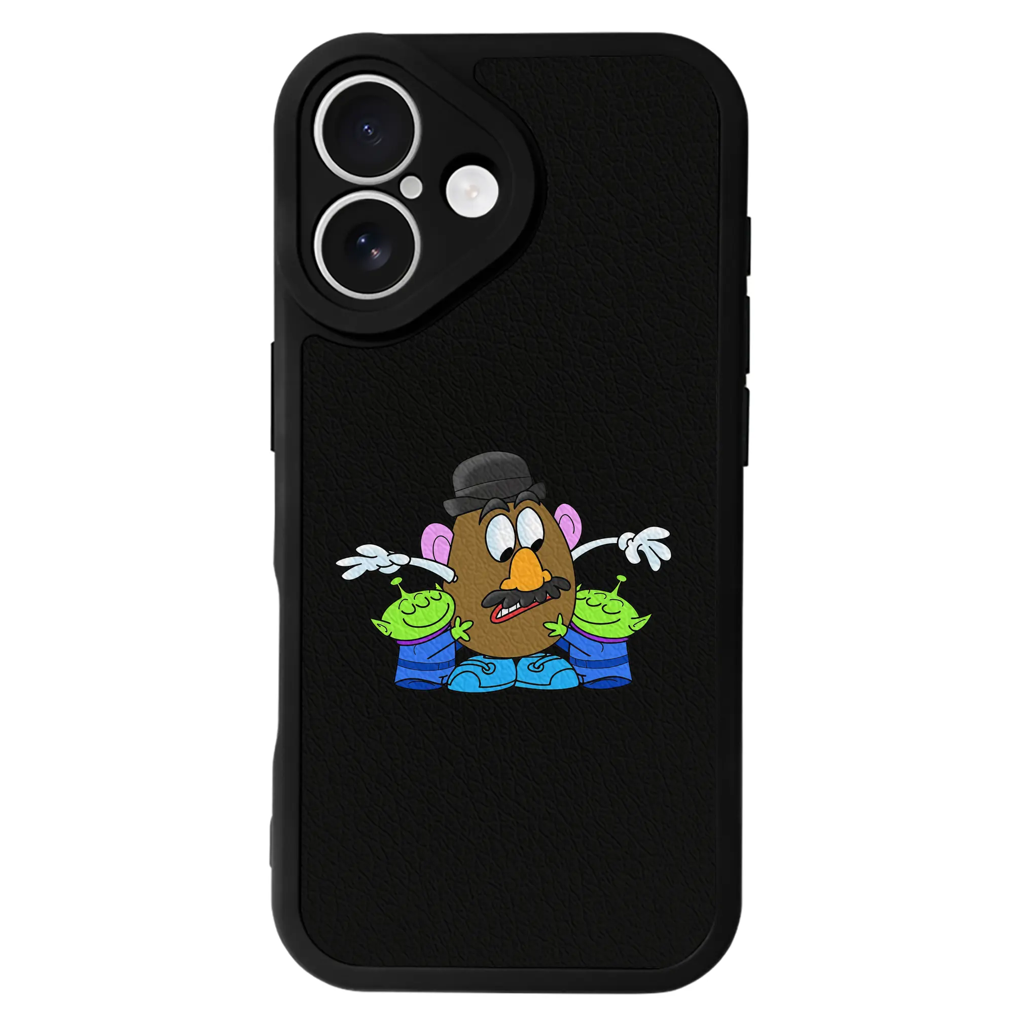 トイ・ストーリー グッズ ミスター・ポテトヘッド - IPhone 16シリーズ対応 ・ シリコンスマホケース ・ レザー調 ・ 高精度フィット ・ 耐衝撃 ・ ワイヤレス充電対応 ・ 精密カット